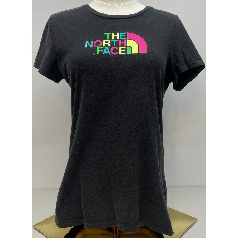 The North Face Black Organic Cotton Neon Rainbow Logo‎ Tee M